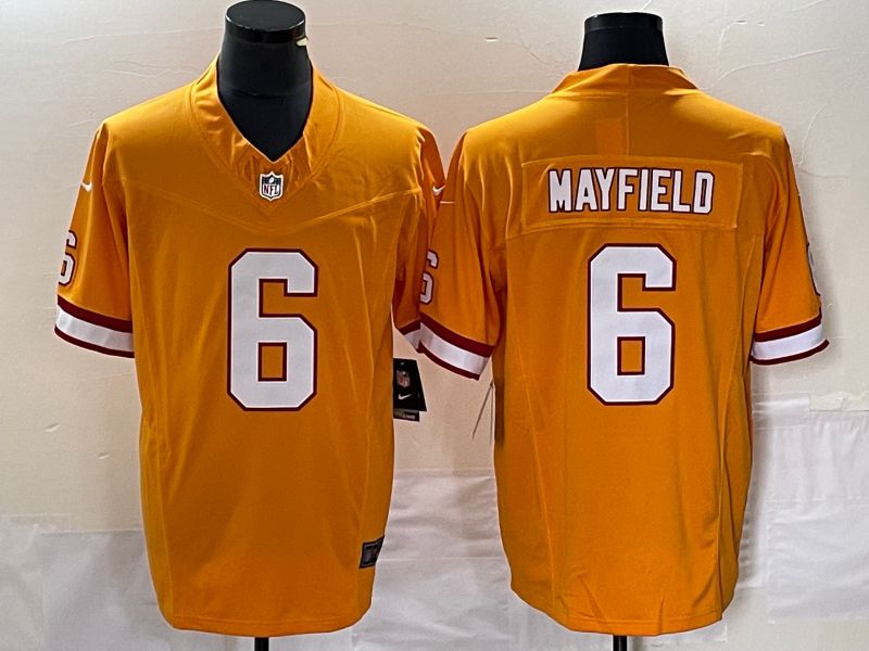 Men Tampa Bay Buccaneers #6 Mayfield Yellow Nike Throwback Vapor Limited NFL Jersey